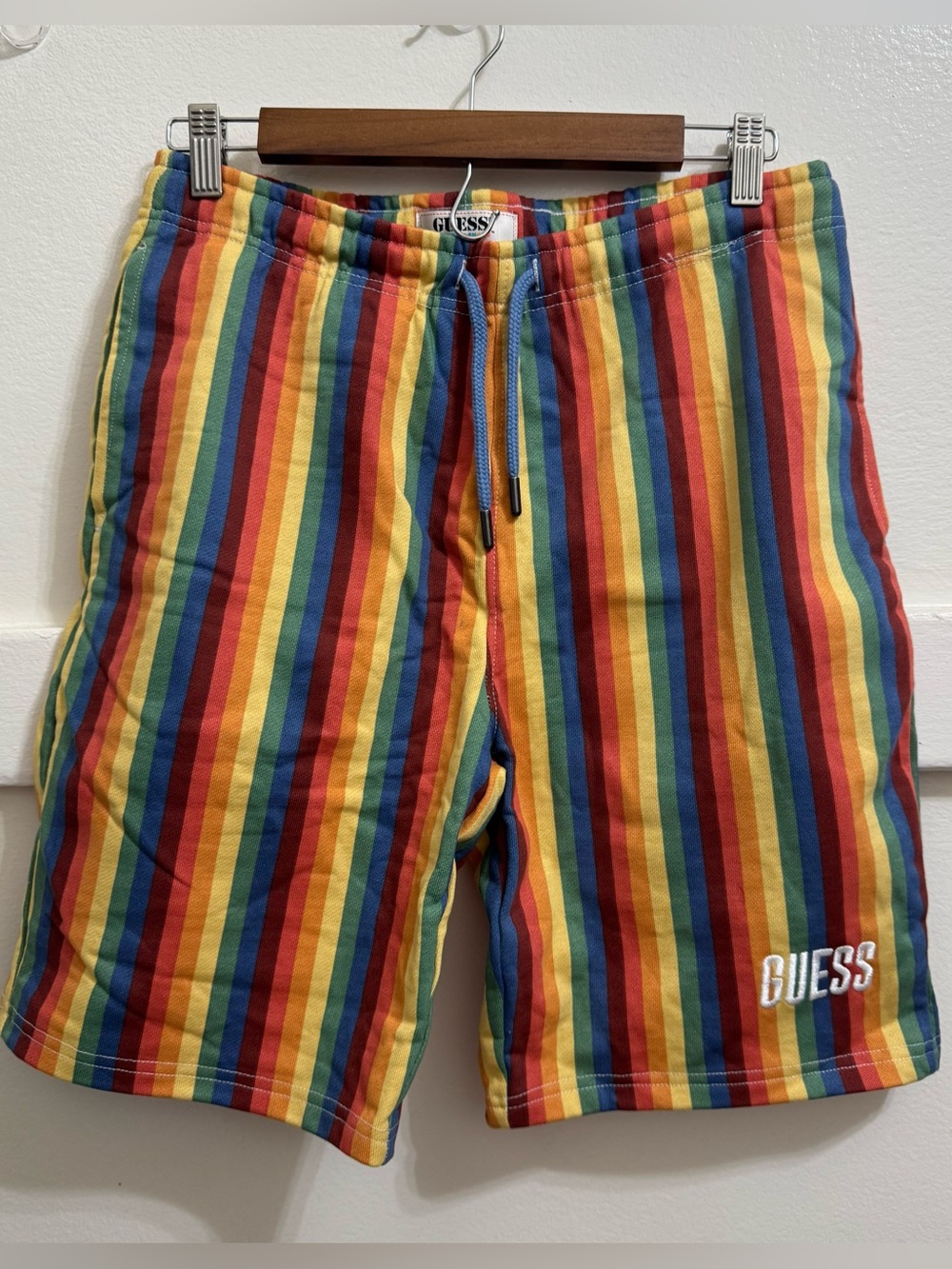 GUESS Originals x FriendsWithYou Rainbow Striped Swim Shorts (XS)